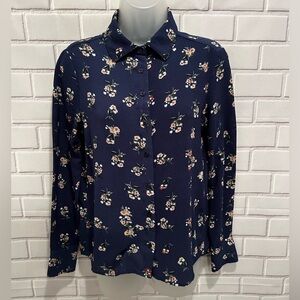 POLLY & ESTHER women long sleeve floral button down blouse/size S